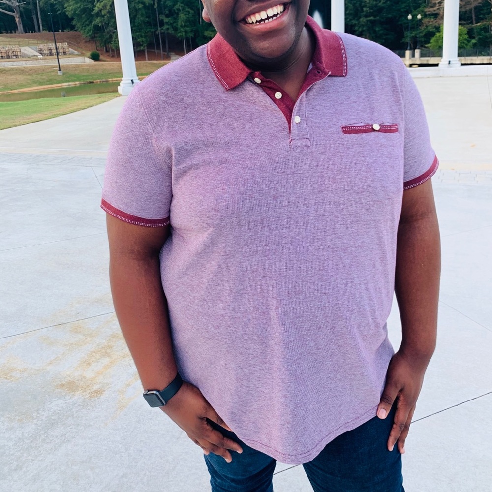 Burgundy / Red polo collar shirt